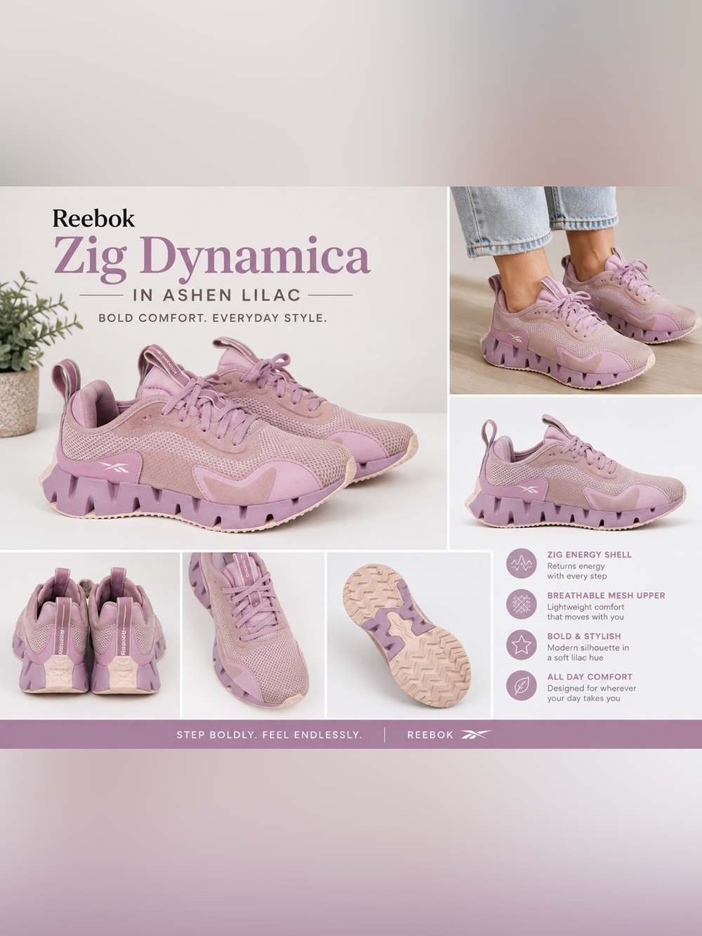 Reebok Zig Dynamica in Ashen Lilac Size 8.5